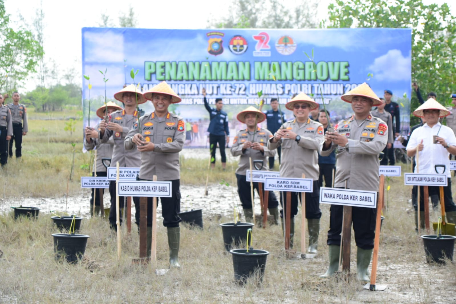 Perayaan Hut Ke-75 Humas Polri, Polda Babel Tanam 7.200 Pohon Mangrove