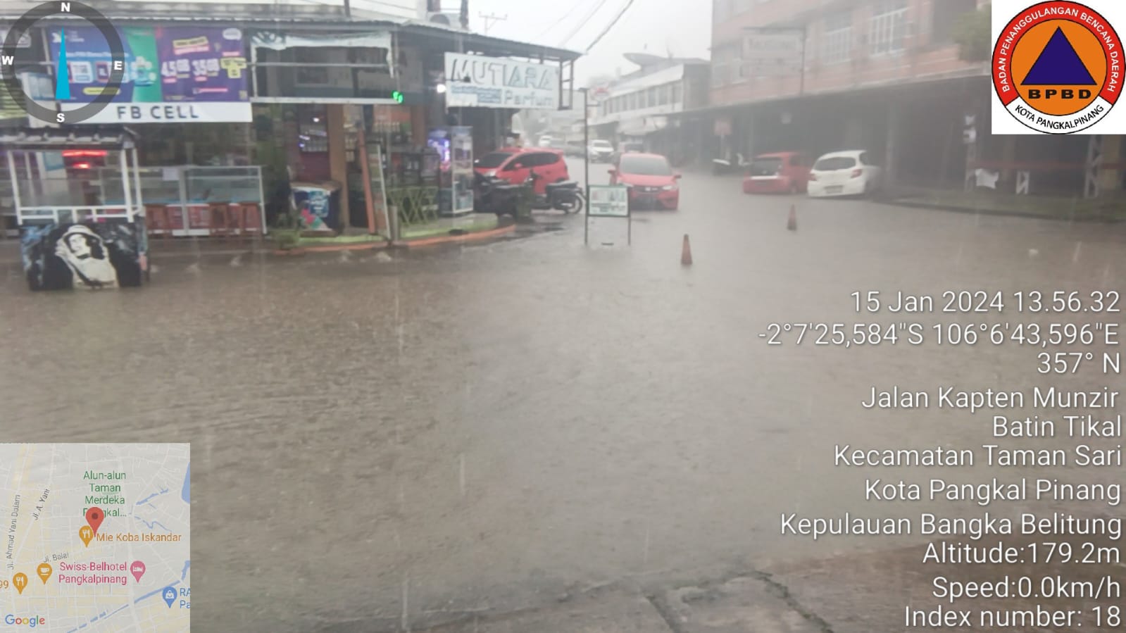 Dilanda Hujan Deras, Sejumlah Kawasan di Kota Pangkalpinang Tergenang Banjir