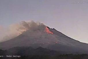 Merapi dalam Level 3 Waspada Pasca Erupsi 18 Aliran Piroklastik